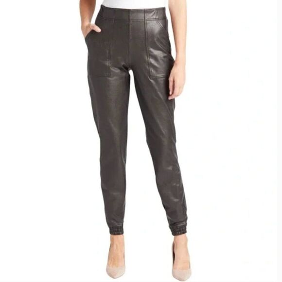 Spanx Faux Leather Black Jogger Black Medium - Picture 1 of 5